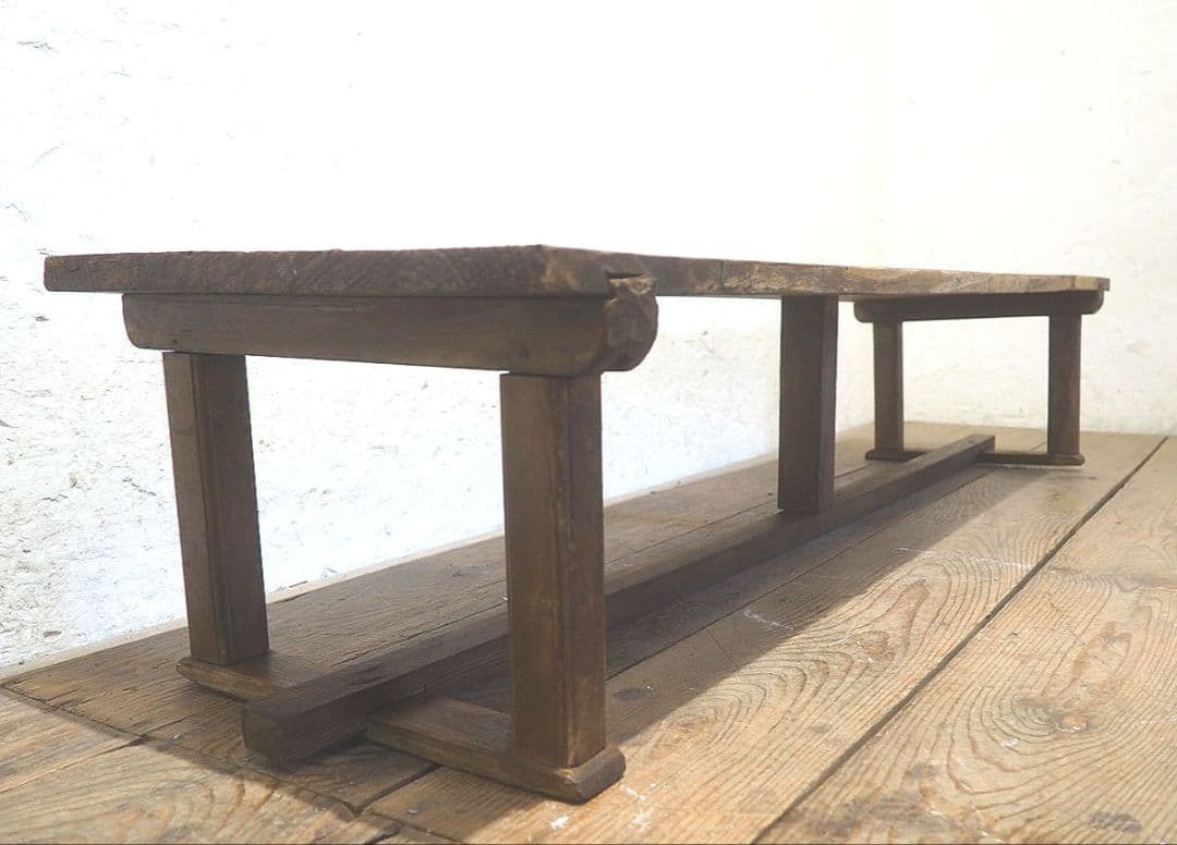 1351　レトロな長テーブル　文机　陳列台　展示台　ローテーブル　古家具　古道具