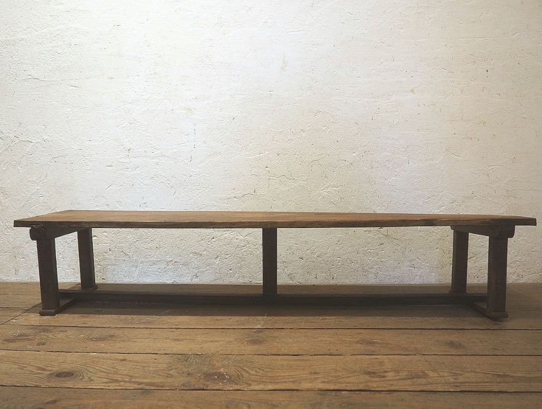 1351　レトロな長テーブル　文机　陳列台　展示台　ローテーブル　古家具　古道具