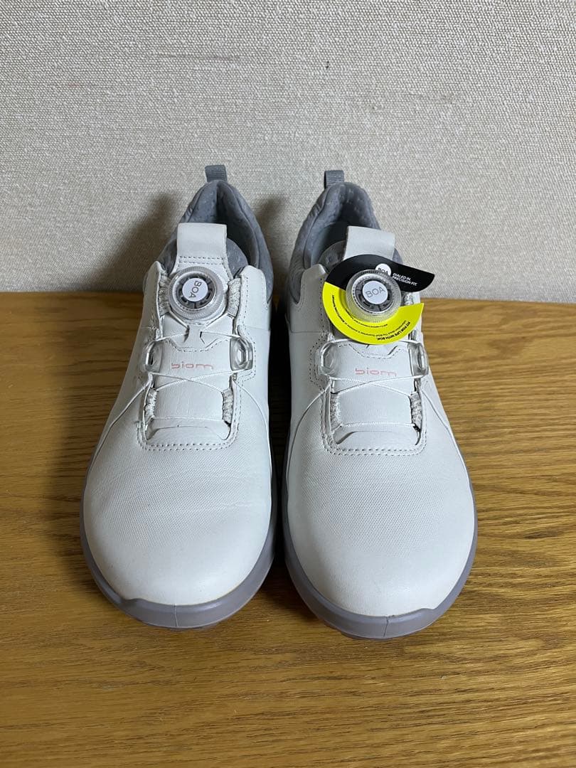 レディース24.5cmECCOゴルフシューズ ホワイト ゴアテックス