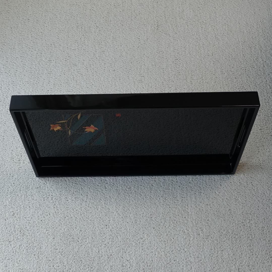 会津塗り 会津漆器 長手盆 長角盆 トレイ 黒塗り