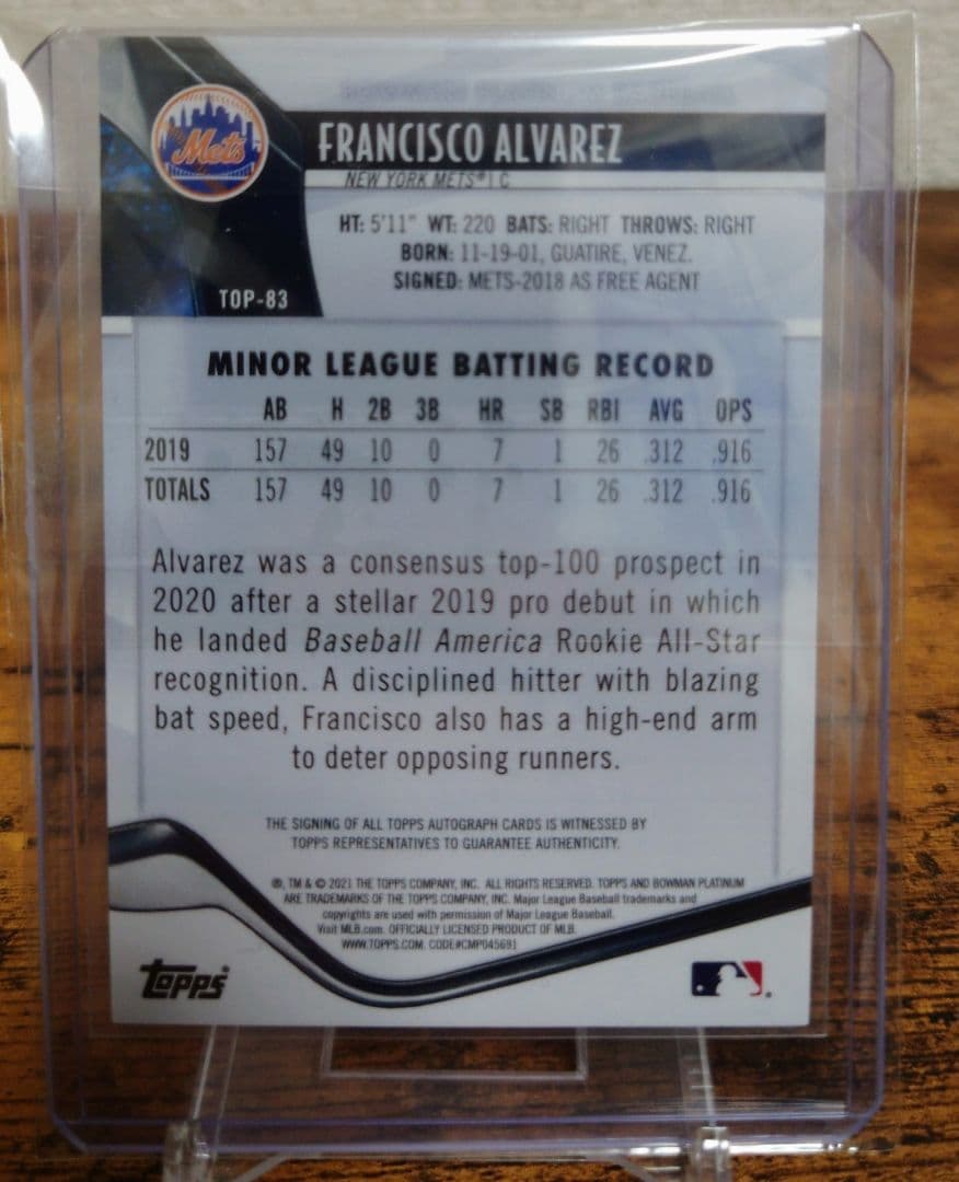 レア✨メッツ　フランシスコ・アルバレス　直筆サインカード　99枚限定！✨