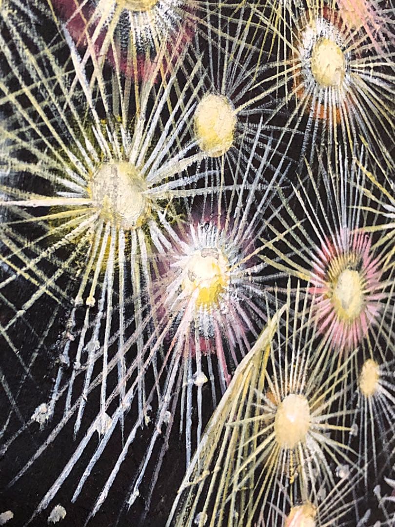 絵画 額装 花火 油彩画 F6 キャンパス 模写