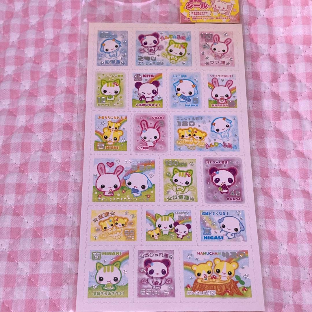 平成レトロ　えんじぇる風水　シール　切手シール　うさぎ　らびちゃん　当時もの