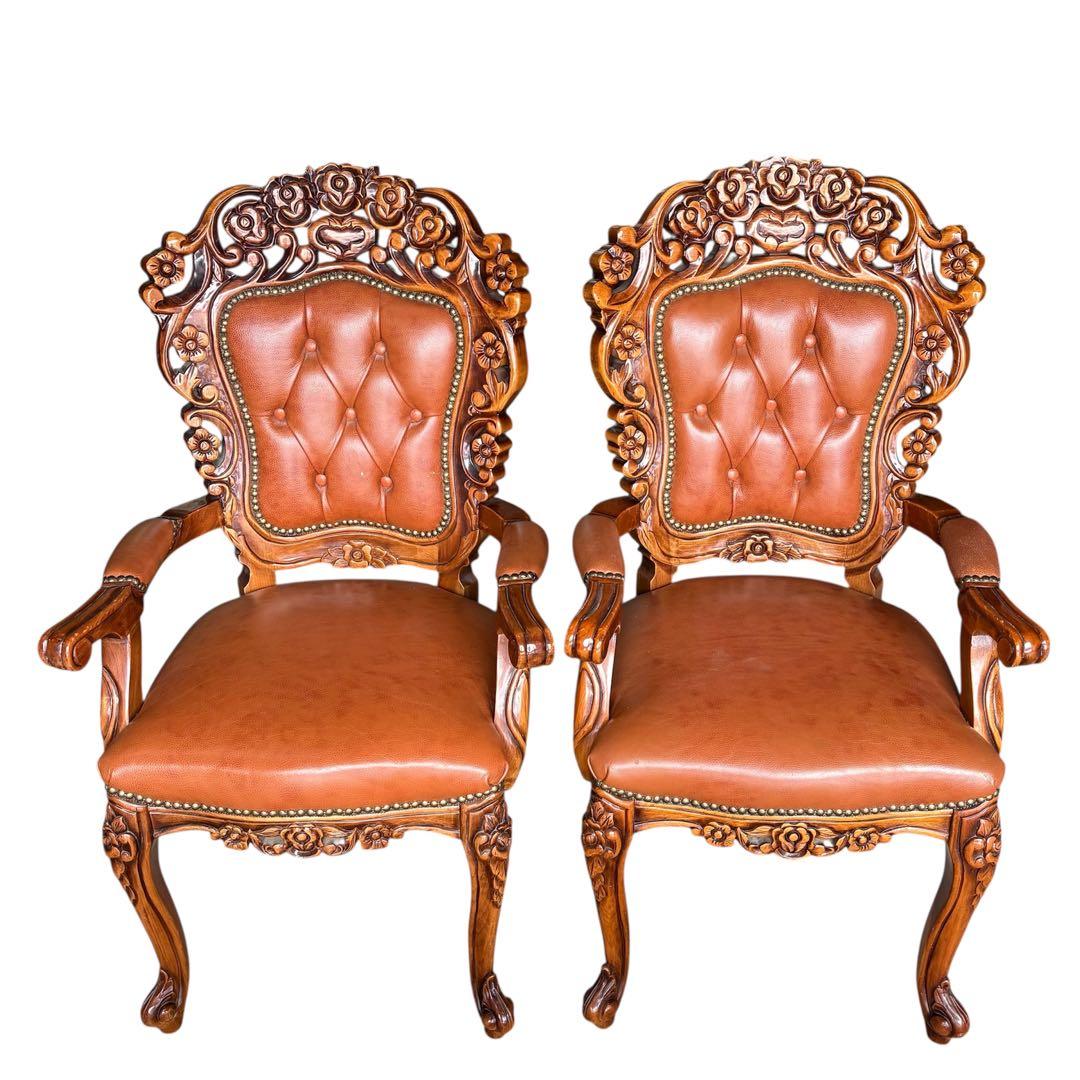 【手渡し限定】イタリア　象嵌 アンティーク ダイニングセット　硝子マット付