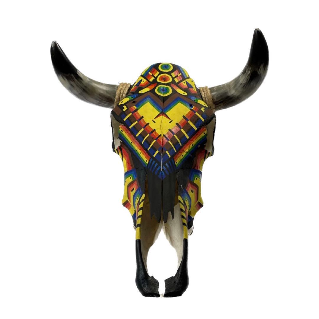 リアルカウスカルヘッド オブジェ 壁掛け 特注ペイント メキシコ
