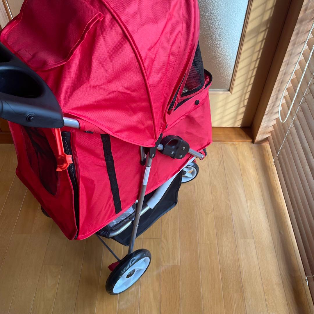 赤　ペットカート ペットバギー　折りたたみ　前輪回転式　おまけ付き