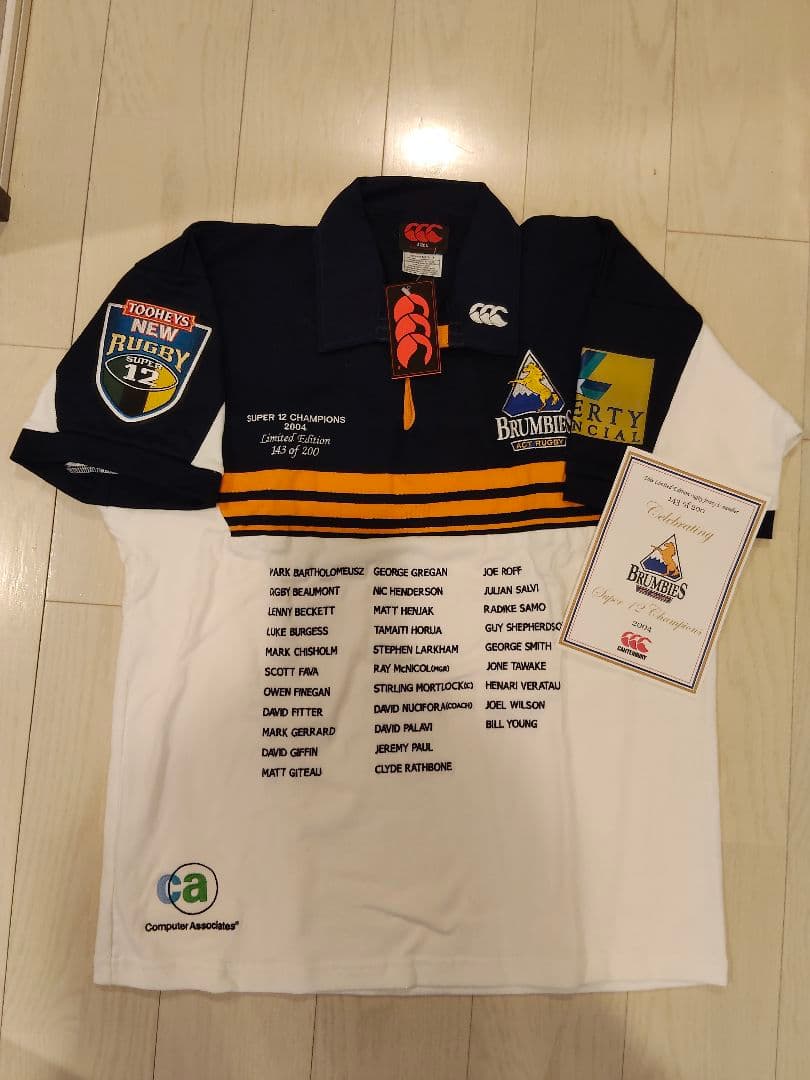 激レア　2004年BRUMBIES優勝ラグビージャージ