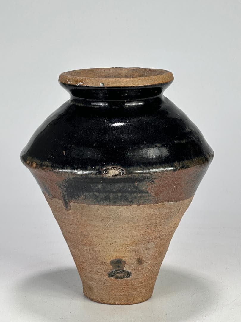 中国美術　元時代　黒釉　花瓶　花器　華道具