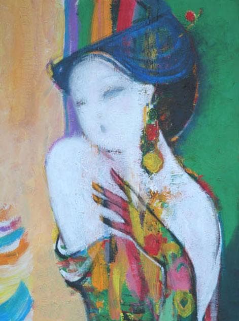 油絵 菅家令子 絵 絵画 インテリア uF6-010111 人物 女性像