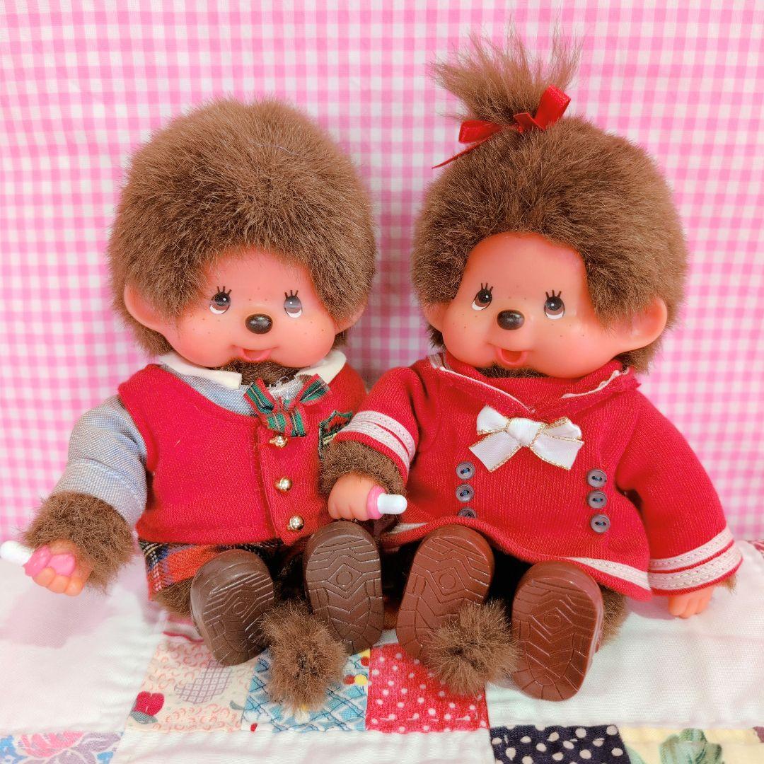 モンチッチ/sekiguchi/ぬいぐるみペア/セーラー服/赤/昭和レトロ