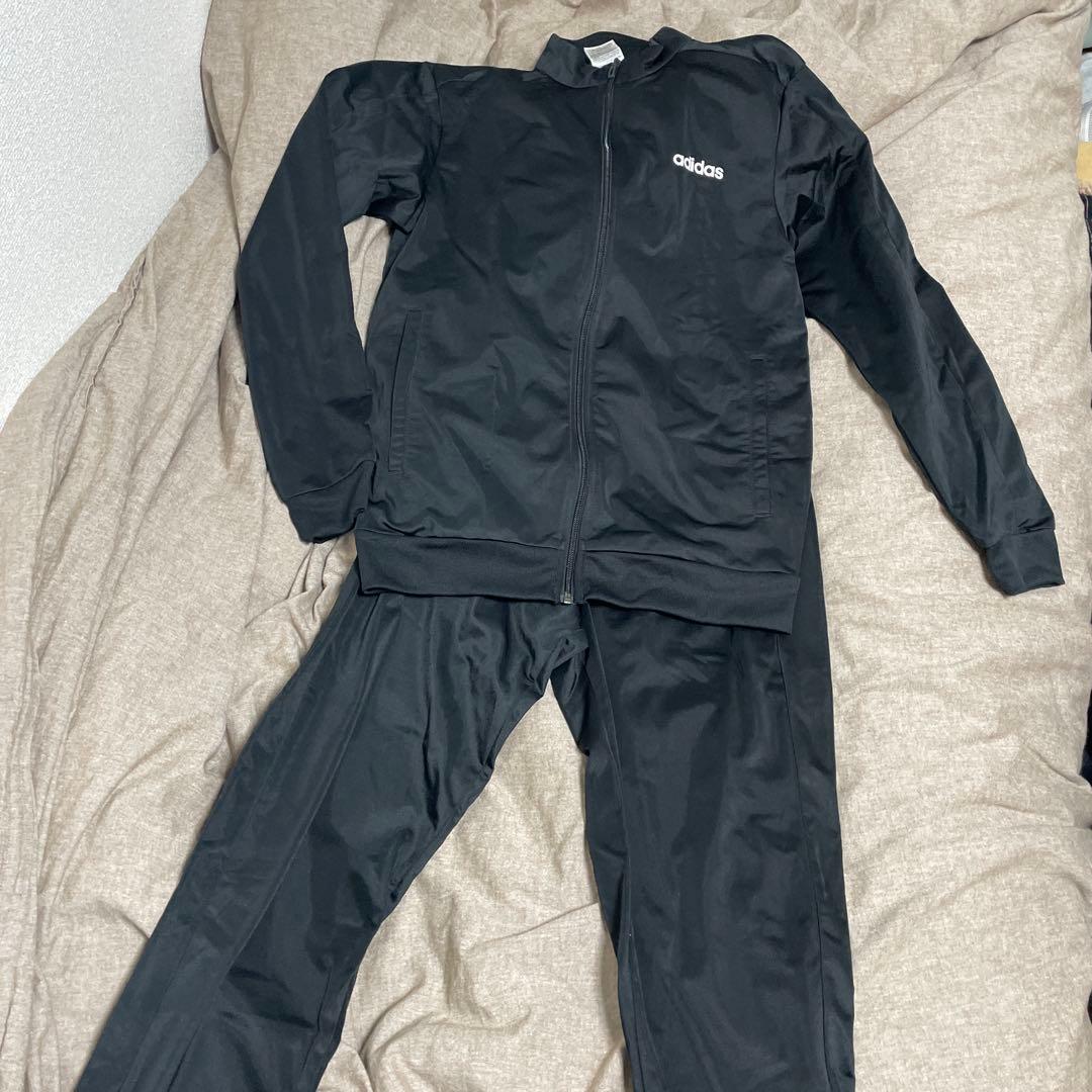 adidas ブラック ジャージ上下セット J/L
