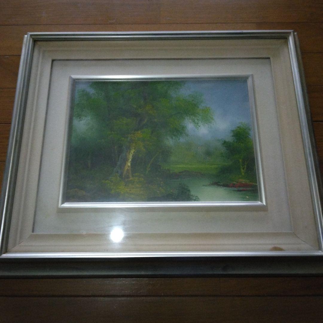 1382　S Harry　油絵　S・ハリー　風景画　絵画　林　川