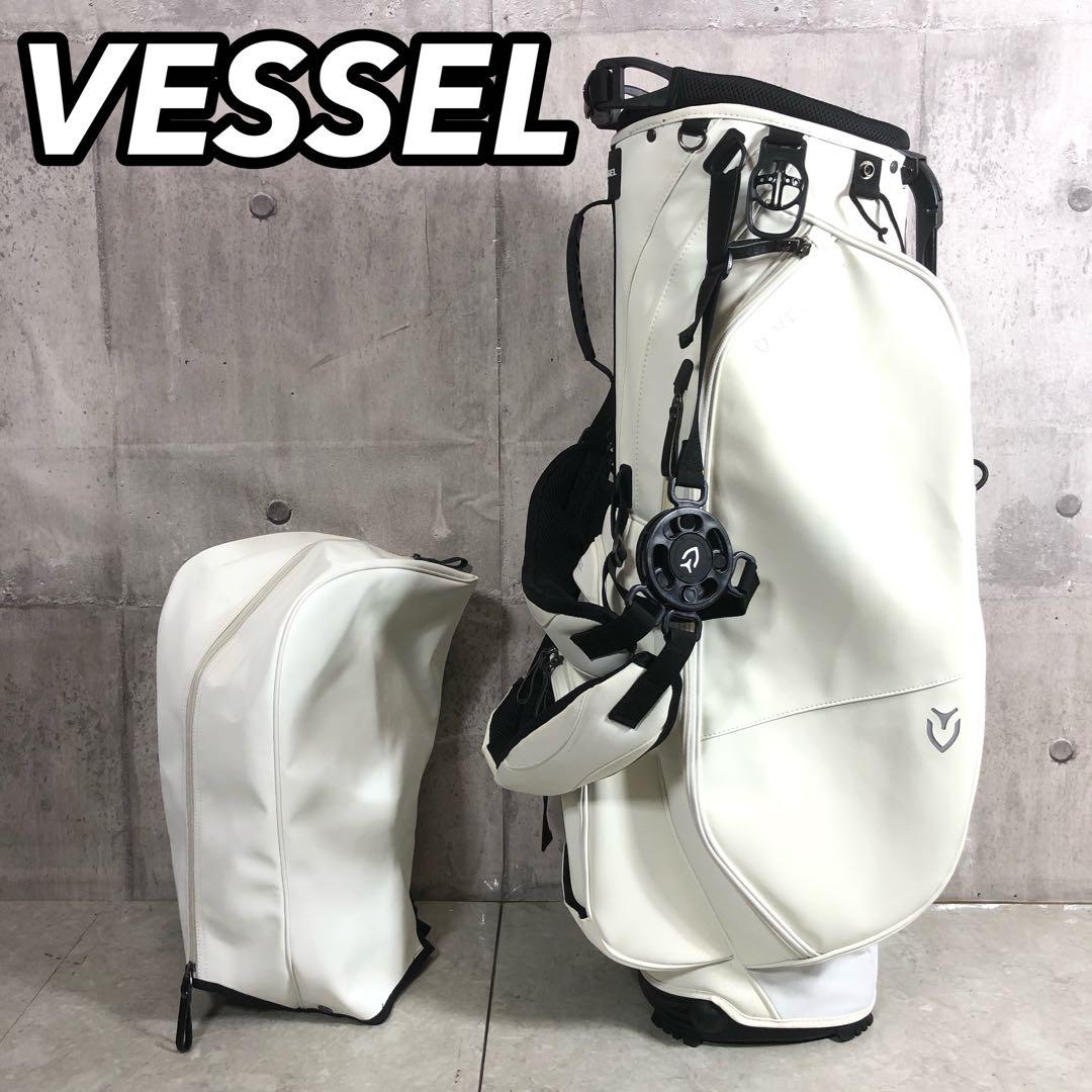 VESSEL　キャディバッグ　４点式　スタンド式　ホワイト　6分割　PUレザー
