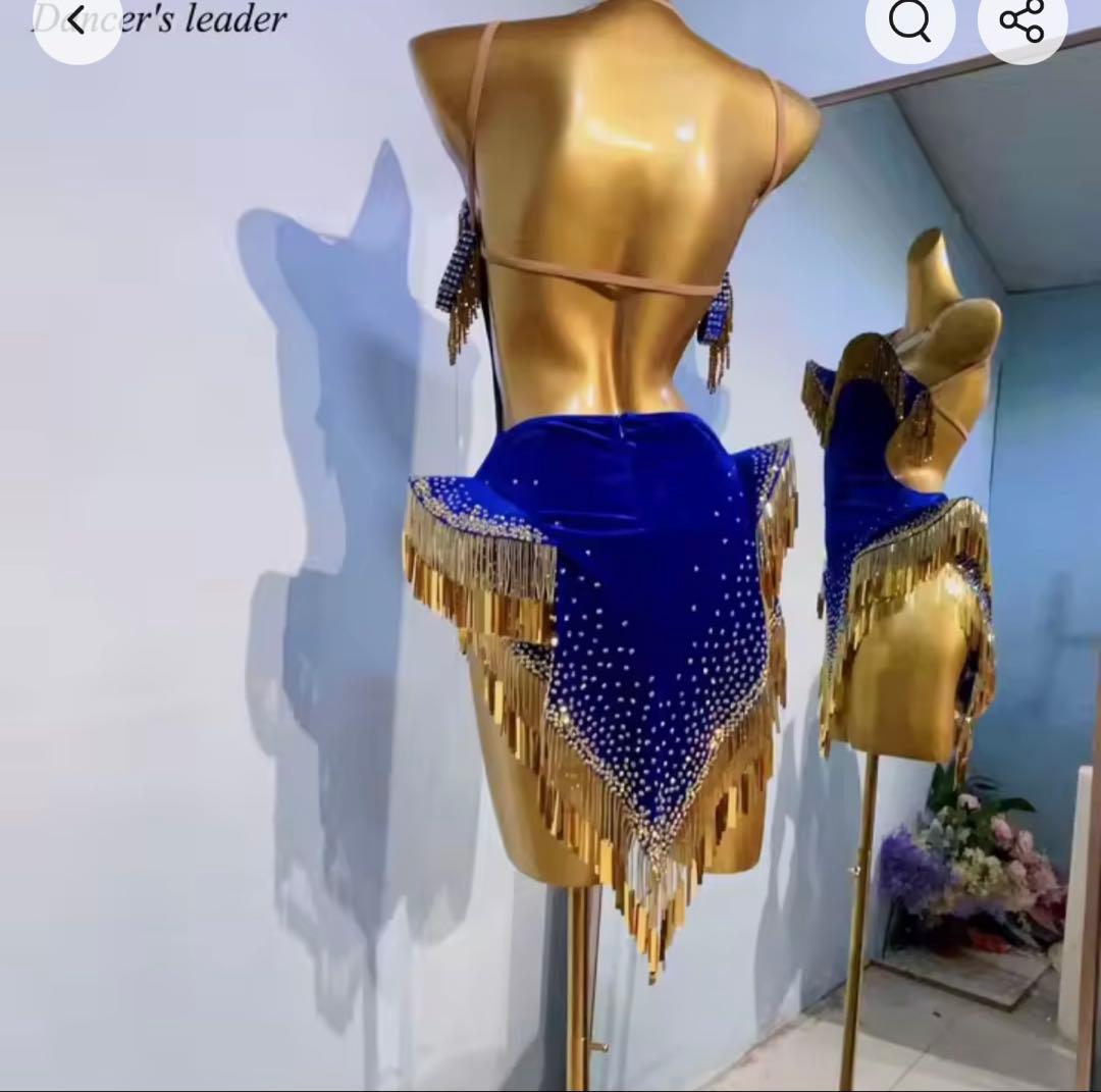 社交ダンス　ラテンドレス　ロイヤルブルー　アクセサリーのおまけ付き