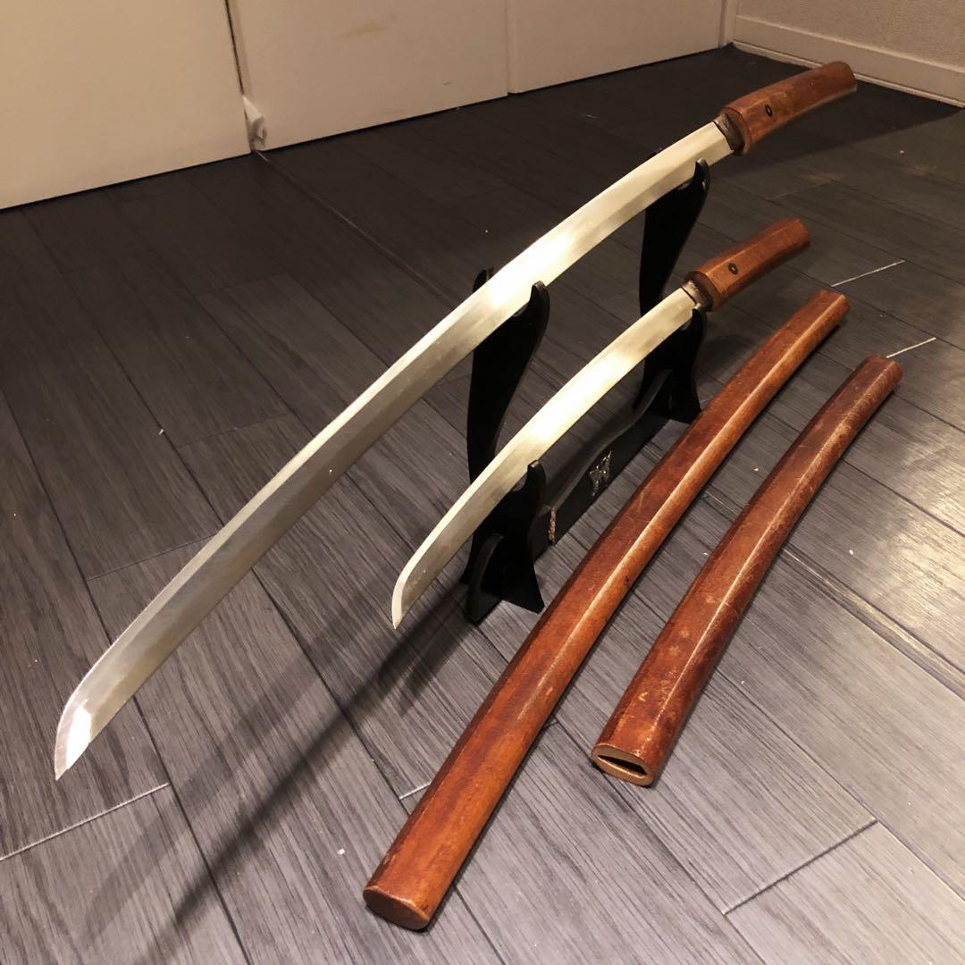 高級模造刀 白鞘 合金製 大小セット　居合刀 刃文 拵え