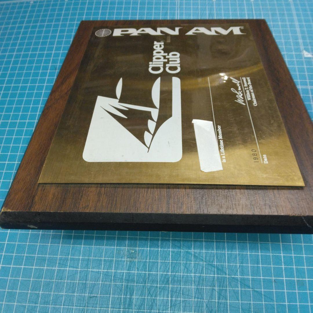 ['80年] パンナム航空 Clipper Club 生涯会員証金属製プレート