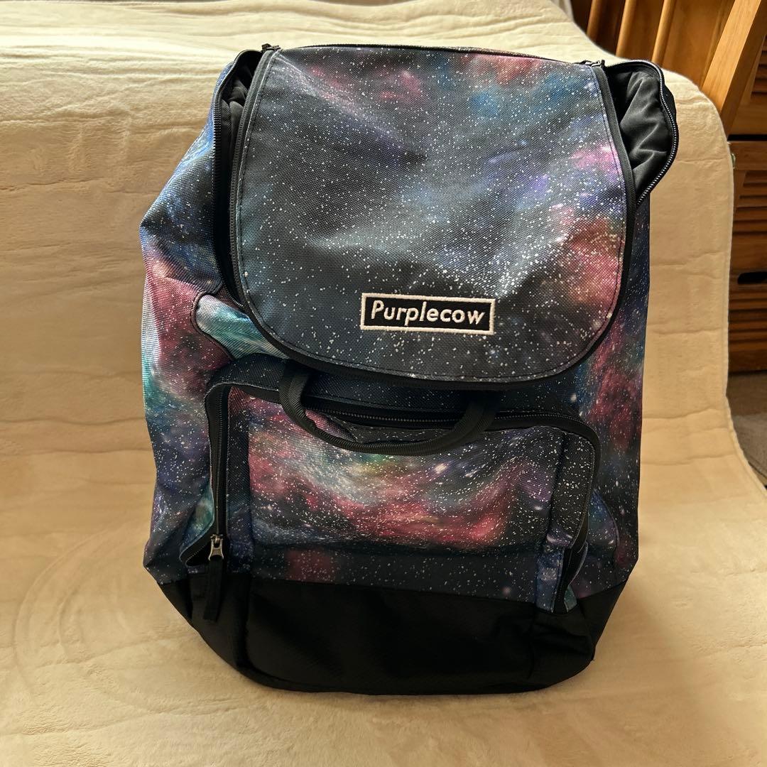 Purplecow 宇宙柄 スキー靴、スノボー靴リュック大容量