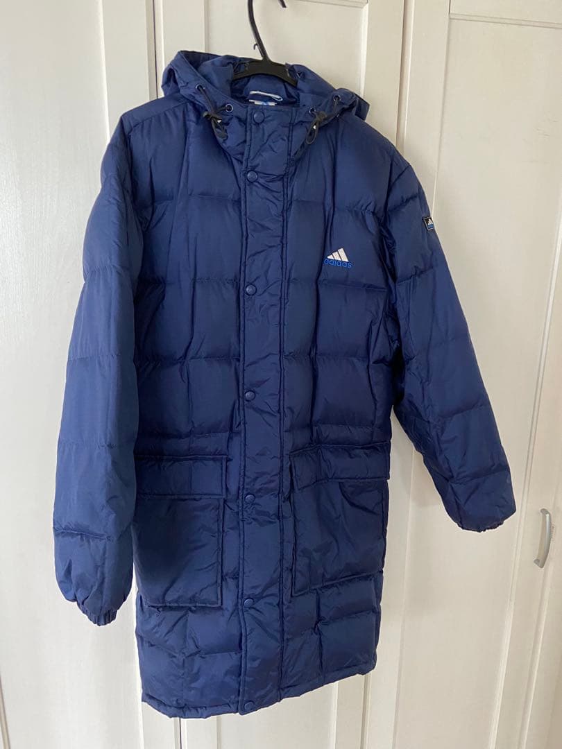 【クリーニング済】刺繍ロゴadidas ダウン・フェザーコート　Ｓサイズ