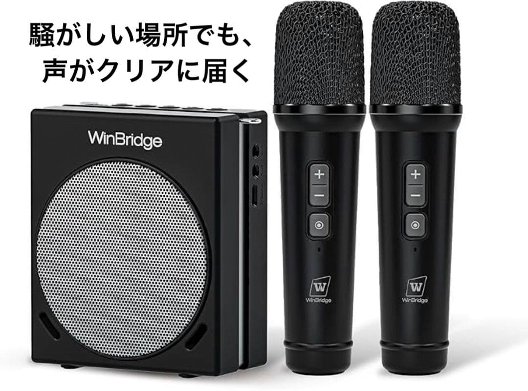 拡声器 ハンドマイク2本 ノイズキャンセル ブラック ポータブル