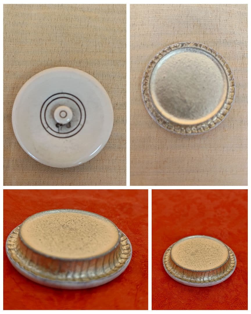 絵瀬戸肩衝胴締茶入 二重蔓牡丹唐草金補修済 茶道具 古瀬戸茶入 桐箱入