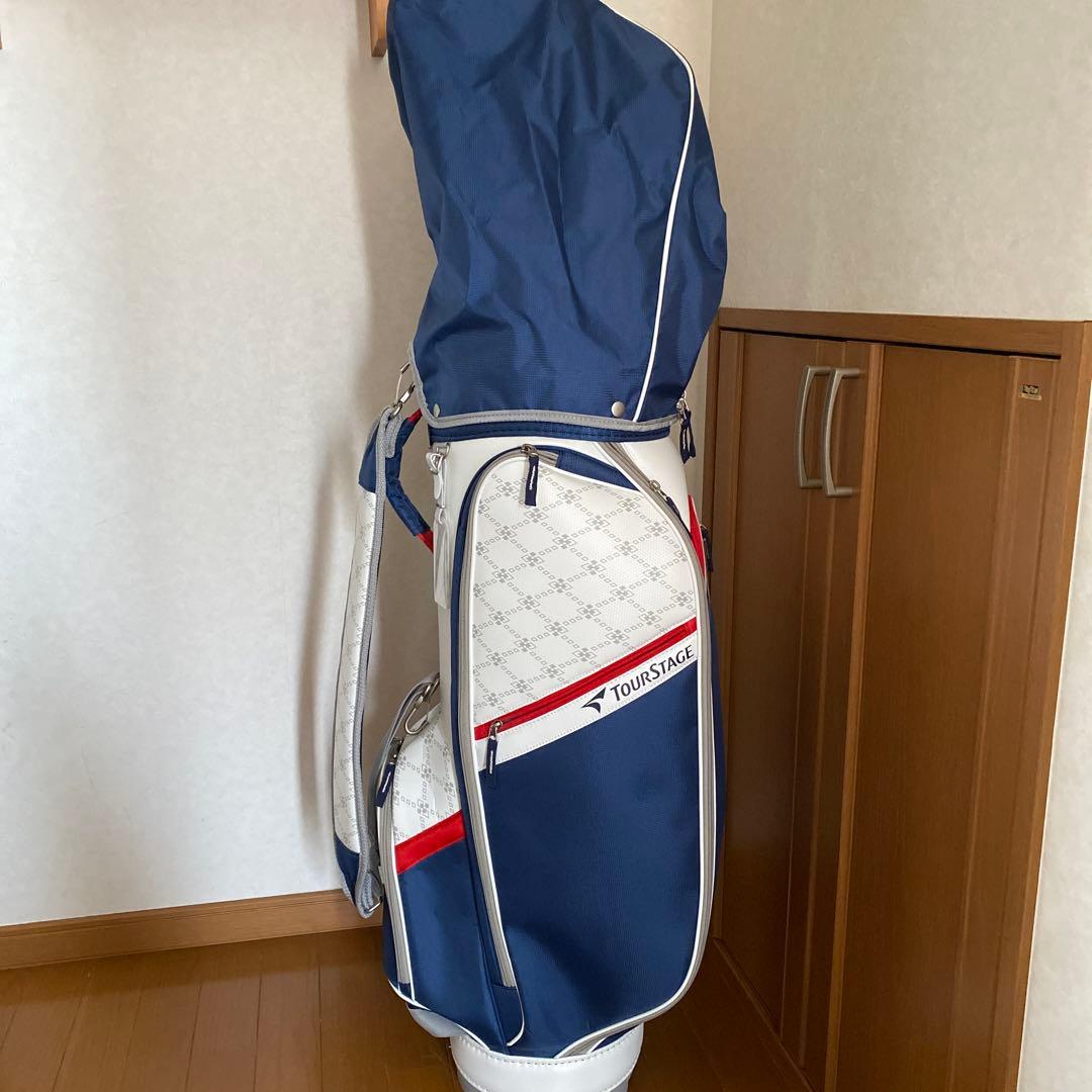 TOURSTAGE ゴルフバッグ ネイビー/ホワイト/レッド