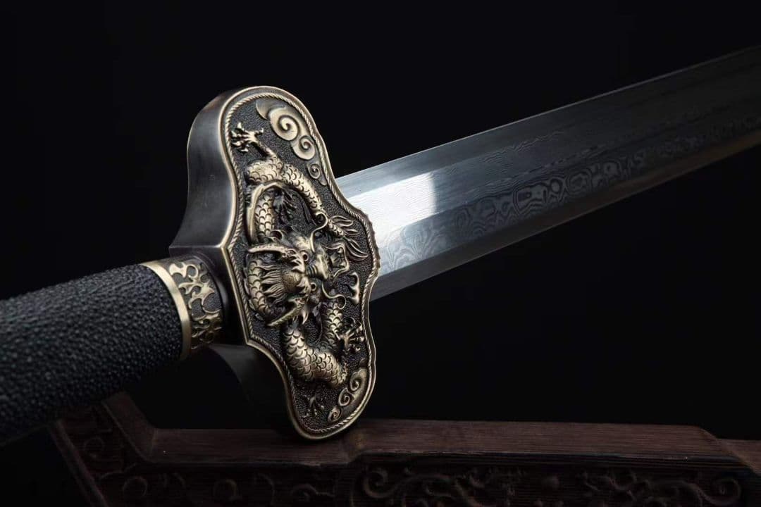 中国龍—-大剣（黒い魚皮タイプ） 古兵器 武具　刀装具　日本刀　模造刀 居合刀