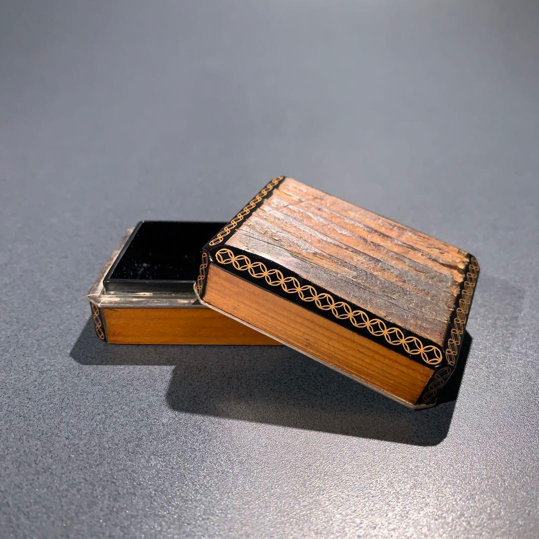 香合　古材　七宝蒔絵　大亀老師書付・花押　大徳寺　R0803ダP