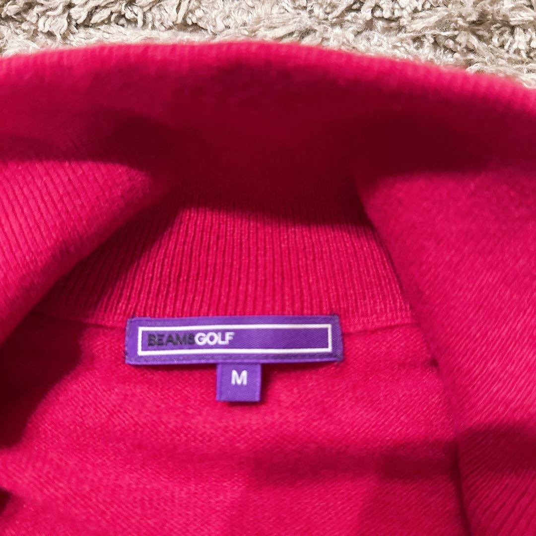 BEANS GOLF ビームスゴルフ 濃ピンク カシミヤ ジップアップセーター