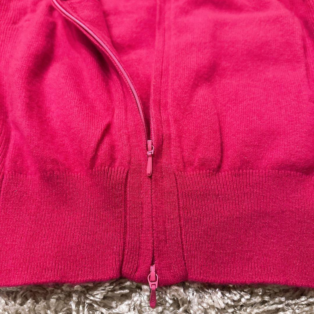 BEANS GOLF ビームスゴルフ 濃ピンク カシミヤ ジップアップセーター