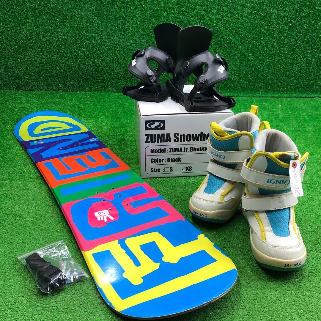 宝-646 子供用スノーボードセット 板105cm ビンディング新品 ワックス有