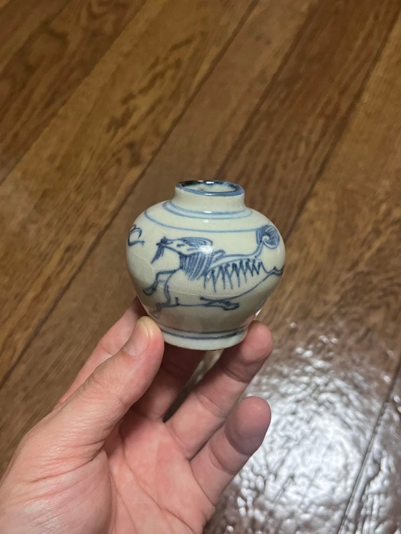 古染付　小壷　小壺　馬　干支　麒麟　香炉　初期伊万里　李朝　民藝　民芸　安南