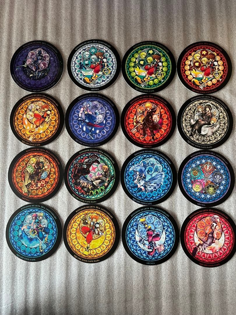 キングダムハーツ　15周年記念　カフェ特典コースター　16種コンプ