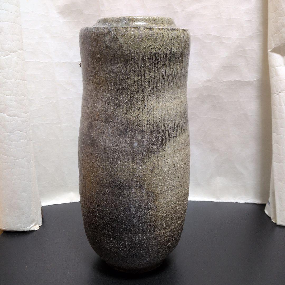 【灰釉　窯変長壺】みきお