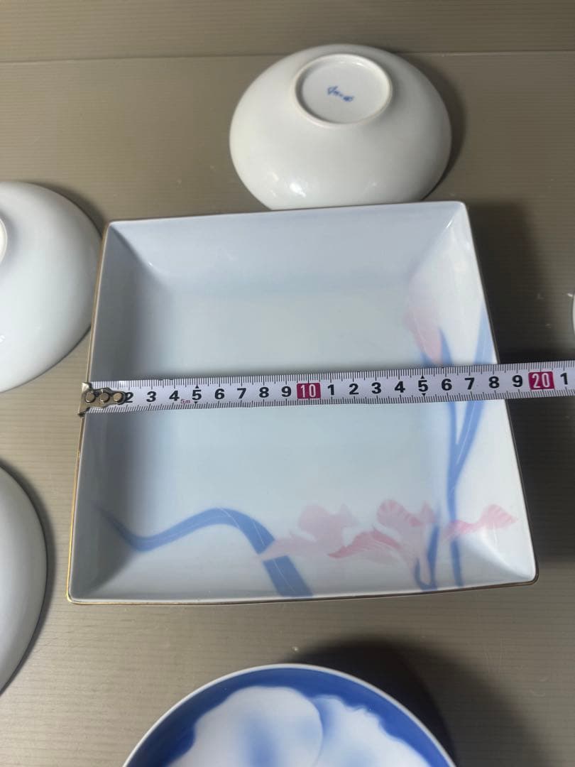 2520 深川製磁　スノーローズ皿5客　方皿1客