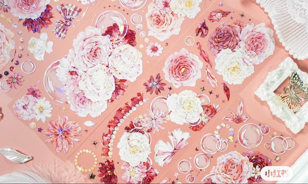 海外マスキングテープ巻売り 嫣染泡影 フラワー 人物マスキングテープ