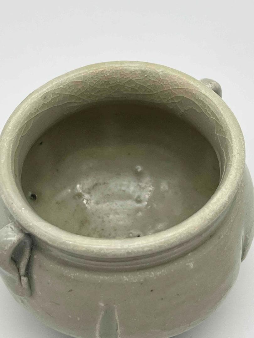 宋時代　定窯　白磁瓜形双耳壺　茶入　茶道具　水指　水差し 唐物(F-51)