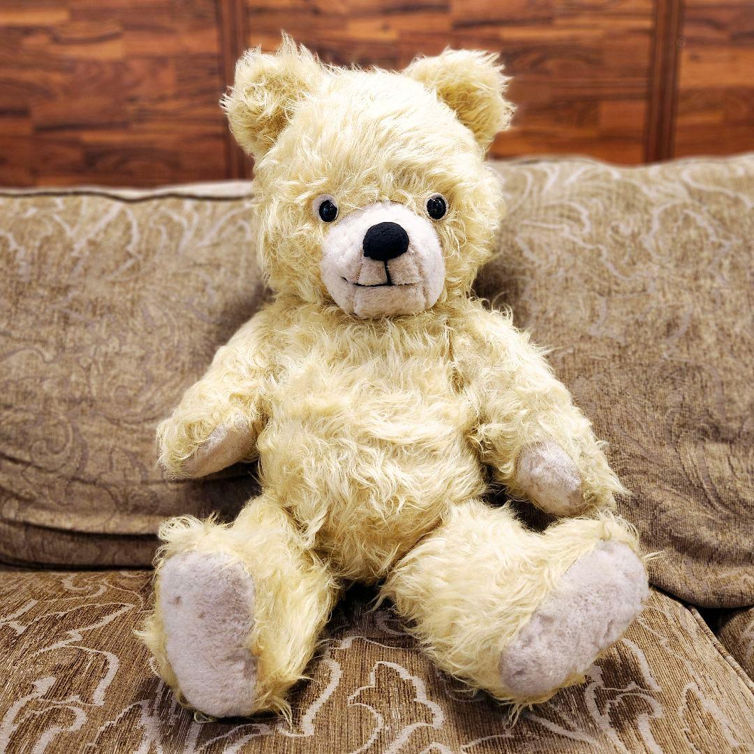 m*y様 アンティーク 64cm 大きなテディベア イエロー 東欧 チェコ ヴィ