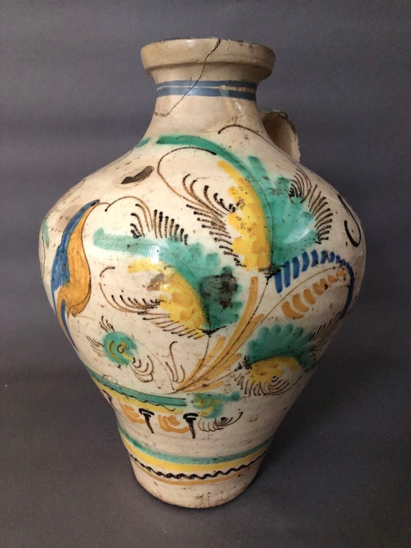 スペイン骨董　エル・ブエンタ・デル・アルゾビス窯　片手壺、水差し　アンティーク