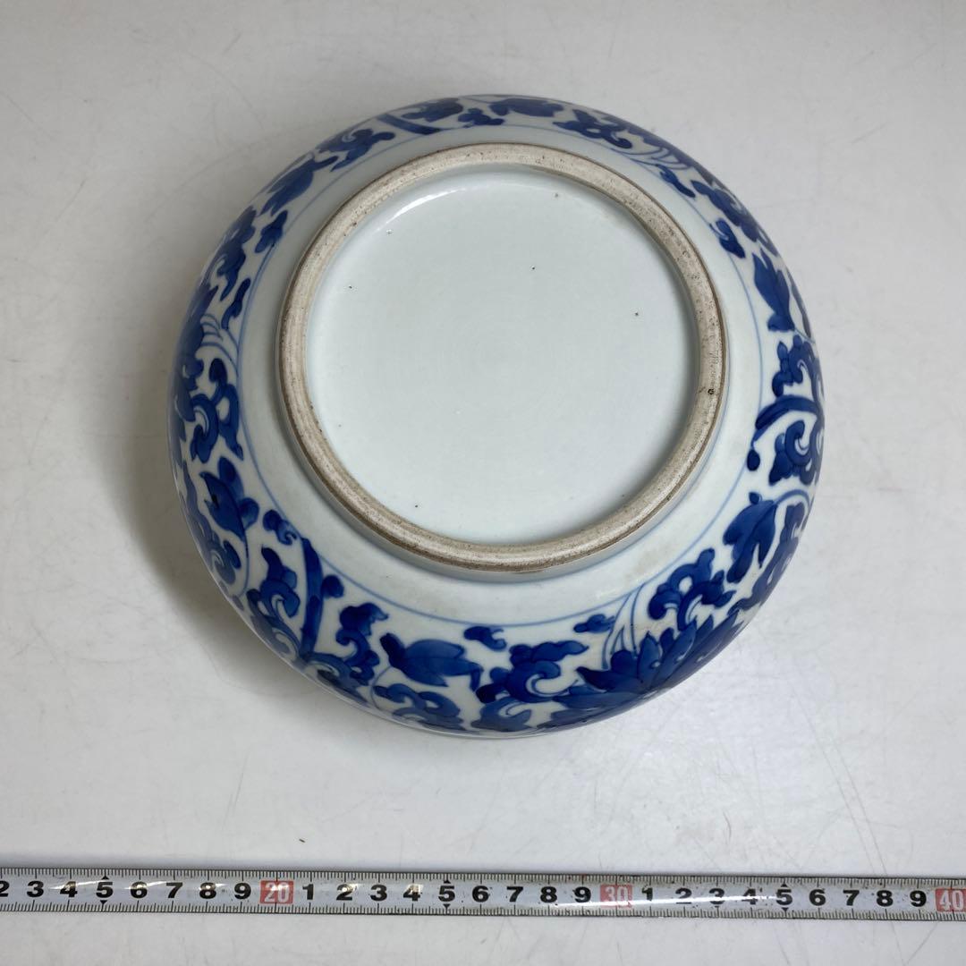 中国清時代 青花唐草図鉢 タサオ 直径約18cm 東T-0203②