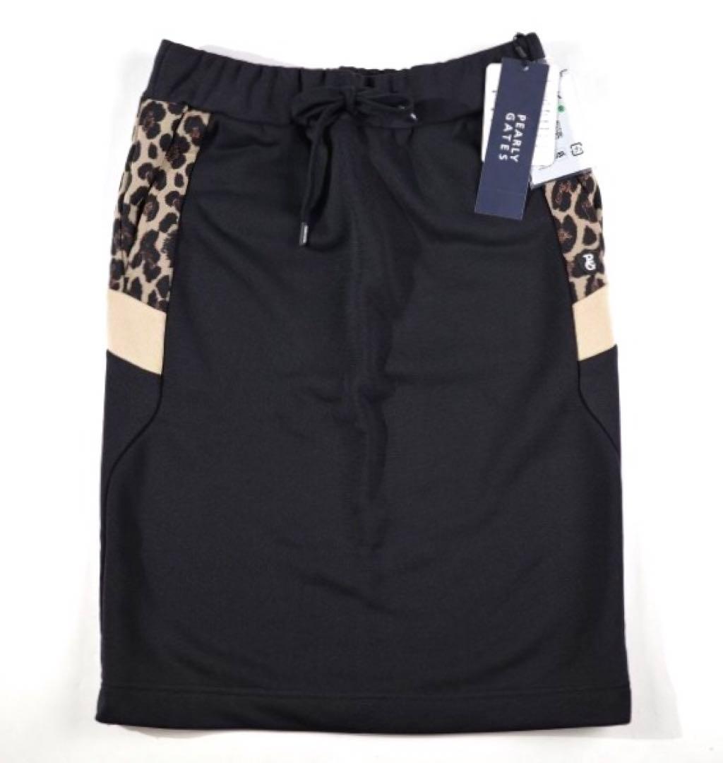 【PEARLY GATES】日本製 裏起毛豹柄スウェット テックスカート・0番S