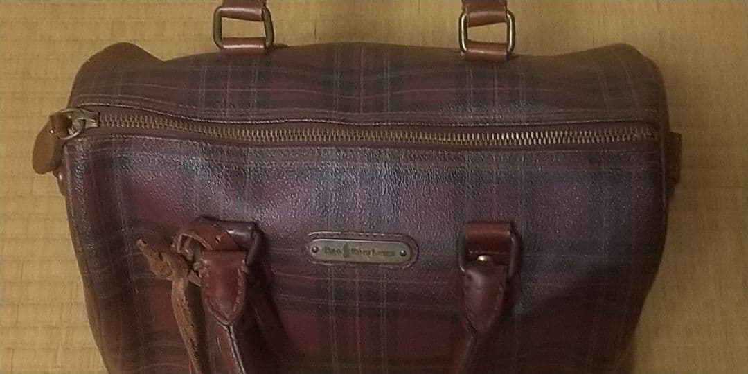 ポロラルフローレン ミニボストンバッグ チェック柄 ブラウン