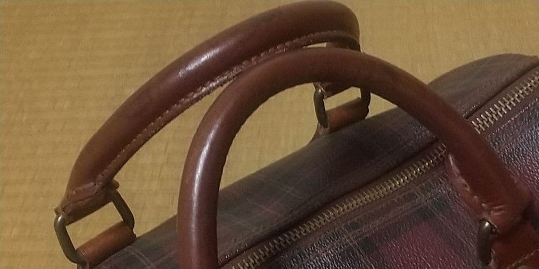 ポロラルフローレン ミニボストンバッグ チェック柄 ブラウン