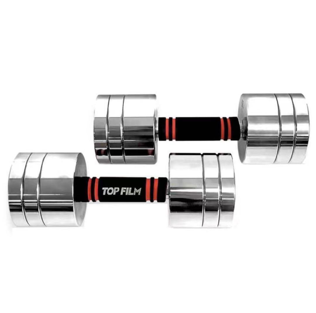 中古美品鏡面ダンベル 10kg 2個セット 可変式 スチールダンベル