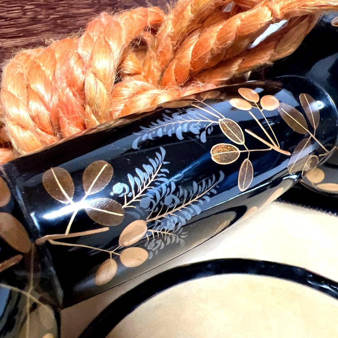 【良品】鼓　蒔絵　小鼓　胴　和楽器　漆塗り　伝統芸能　能 歌舞伎　金彩