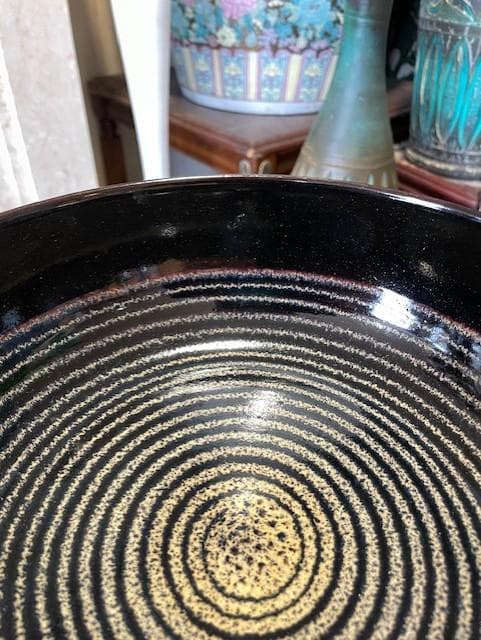 黒い漆器椀 渦巻き模様 木箱付き