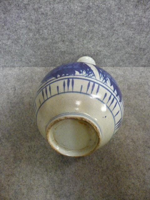 出石焼 花柄 染付 一升 徳利 [B31383]