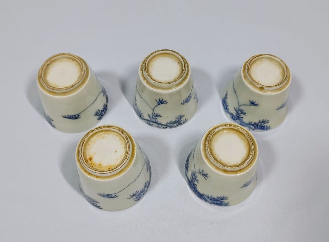 古伊万里、蔦図猪口、ぐい呑み５個セット
