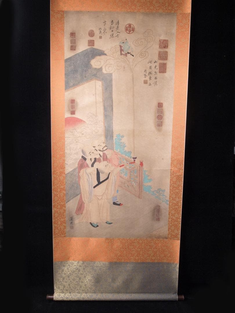 【骨董掛け軸】人物図 中国夏珪南宋時代 肉筆保證　掛け軸 AK702A12-2