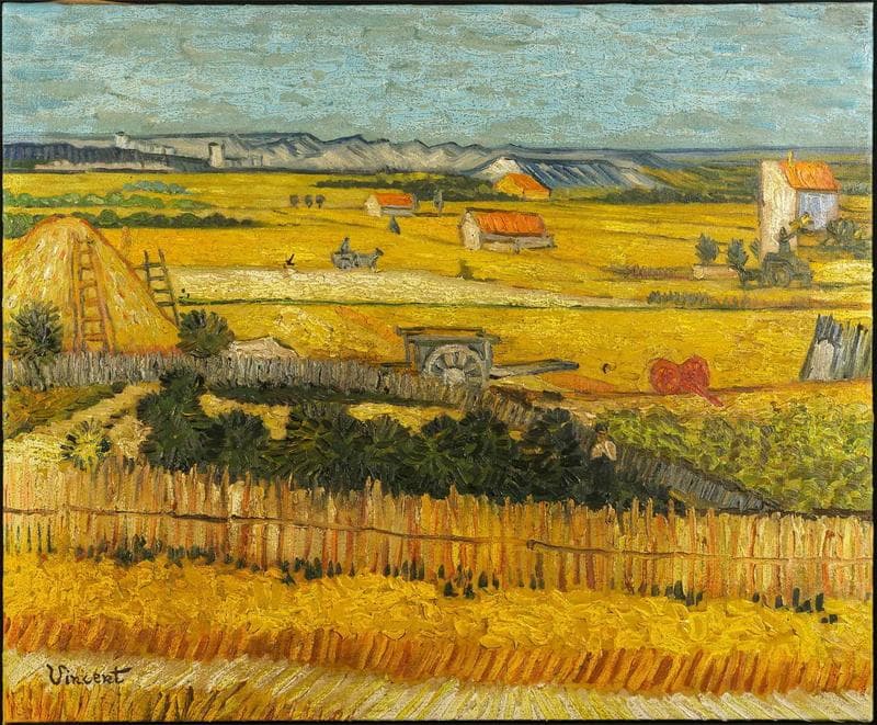 ヴァン・ゴッホ　油彩　肉筆『収穫』表サイン　鑑定証　F12号　額無　b799a