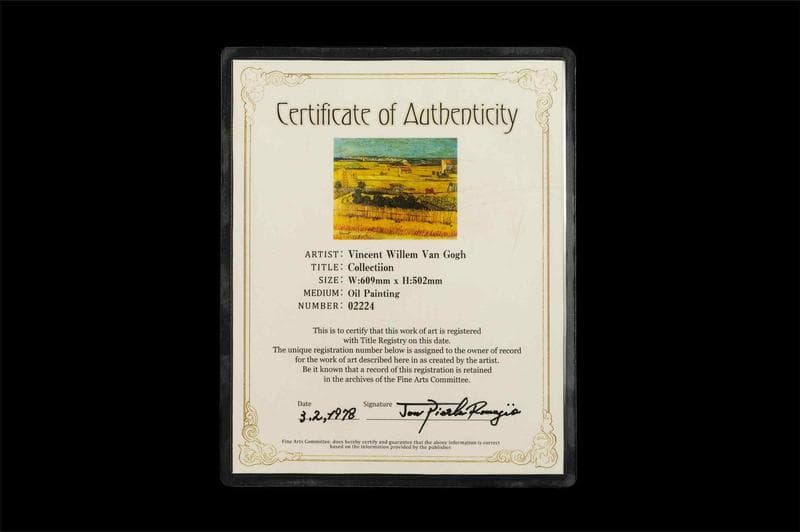 ヴァン・ゴッホ　油彩　肉筆『収穫』表サイン　鑑定証　F12号　額無　b799a